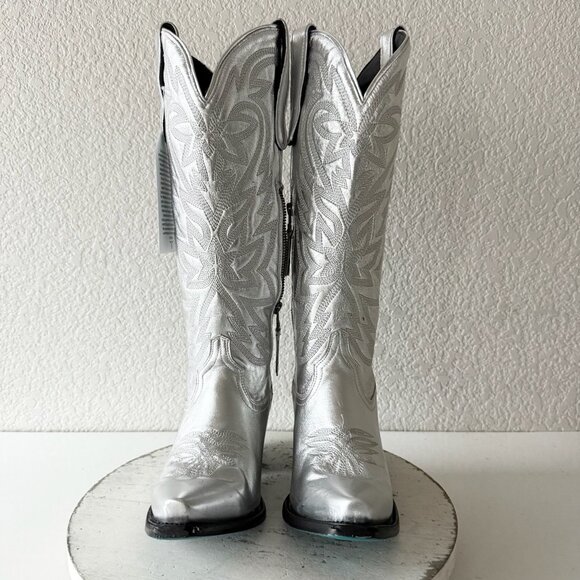 Lane SMOKESHOW Womens Cowboy Boots 7 Silver Trail Western Cowgirl Mid Calf Tall - Picture 8 of 16